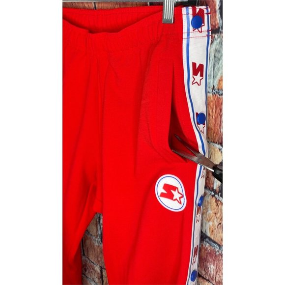 VTG Starter Black Label Full Snap Track Warm Up Break Tear Away Red Small Pants - Picture 3 of 6